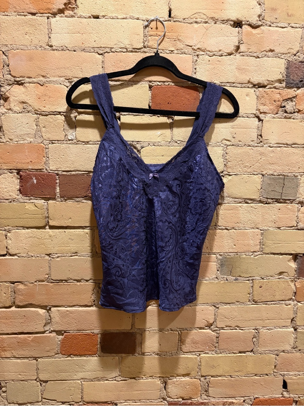 Vintage Navy Blue Lace Paisley Tank Top